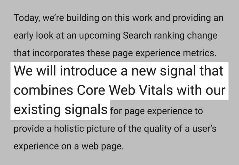 google core web vitals new signal